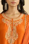 Buy_Sheetal Batra_Orange Organza Embroidery, Zari, Gota Patti Round Neck Kurta Salwar Set _Online_at_Aza_Fashions