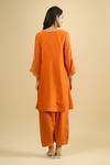 Shop_Sheetal Batra_Orange Organza Embroidery, Zari, Gota Patti Round Neck Kurta Salwar Set _at_Aza_Fashions