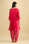 Shop_Sheetal Batra_Red Embroidery, Zari Round Neck, Split V-neck, Button-down Kurta And Salwar Set _at_Aza_Fashions
