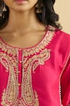 Shop_Sheetal Batra_Pink Embroidery, Beads Round Neck Kurta And Salwar Set _Online_at_Aza_Fashions