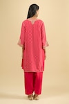 Shop_Sheetal Batra_Red Embroidery, Gota Patti V-neck Bandhani Pattern Kurta And Salwar Set _at_Aza_Fashions