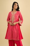 Buy_Sheetal Batra_Red Embroidery, Gota Patti V-neck Bandhani Pattern Kurta And Salwar Set _Online_at_Aza_Fashions