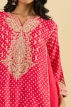 Shop_Sheetal Batra_Red Embroidery, Gota Patti V-neck Bandhani Pattern Kurta And Salwar Set _Online_at_Aza_Fashions