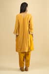 Shop_Sheetal Batra_Yellow Embroidery Split V-neck Gathered Kurta Set _at_Aza_Fashions