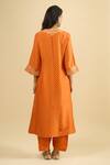 Shop_Sheetal Batra_Orange Embroidery Split V-neck Neckline Kurta And Salwar Set _at_Aza_Fashions
