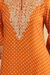 Buy_Sheetal Batra_Orange Embroidery Split V-neck Neckline Kurta And Salwar Set 