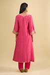 Shop_Sheetal Batra_Pink Embroidery, Zari Split V-neck Kurta Set _at_Aza_Fashions