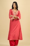 Buy_Sheetal Batra_Red Embroidery, Metallic Thread V-neck Kurta And Salwar Set _Online_at_Aza_Fashions