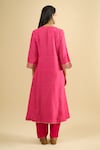 Shop_Sheetal Batra_Pink Embroidery V-neck Kurta Salwar Set _at_Aza_Fashions