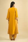 Shop_Sheetal Batra_Yellow Embroidery, Zari, Gota Patti Split V-neck Kurta Salwar Set _at_Aza_Fashions