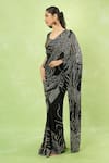 Nakul Sen_Black Silk, Chiffon Sequins Round Neck Embroidered Saree With Blouse _Online_at_Aza_Fashions