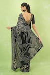 Shop_Nakul Sen_Black Silk, Chiffon Sequins Round Neck Embroidered Saree With Blouse _at_Aza_Fashions