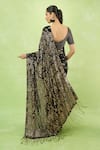 Shop_Nakul Sen_Black Silk, Chiffon Sequins, Beads Round Neck Embroidered Saree With Blouse _at_Aza_Fashions