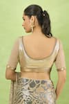 Shop_Nakul Sen_Beige Silk, Chiffon Sequins Round , Scoop Embroidered Saree With Blouse _Online_at_Aza_Fashions