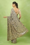 Shop_Nakul Sen_Beige Silk, Chiffon Sequins Round , Scoop Embroidered Saree With Blouse _at_Aza_Fashions