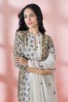 Nakul Sen_Beige Silk, Chiffon Sequins, Embroidery Keyhole Neck, Mandarin Kurta Sharara Set _Online_at_Aza_Fashions