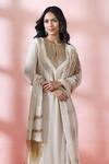 Nakul Sen_Beige Chiffon, Silk Sequins, Metallic Thread, Embroidered Kurta Palazzo Set _Online_at_Aza_Fashions