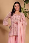 Buy_Sonali Methi_Pink Organza Embroidery, Beads, Sequins Round Neck Hand Sharara Set 