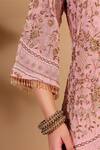 Shop_Sonali Methi_Pink Organza Embroidery, Beads, Sequins Round Neck Hand Sharara Set 