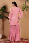 Shop_Sonali Methi_Pink Chinon Embroidery, Mirrors, Sequins, Gota Patti Hand Kurta Sharara Set _at_Aza_Fashions
