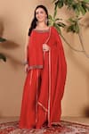 Shop_Sonali Methi_Red Tissue Embroidery, Sequins, Gota Patti, Zari, Tassels Hand Sharara Set _Online_at_Aza_Fashions