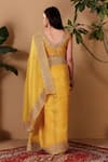Shop_Sonali Methi_Yellow Organza, Brocade Embroidery, Gota Patti, Pearls Hand Saree With Blouse _at_Aza_Fashions