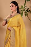 Sonali Methi_Yellow Organza, Brocade Embroidery, Gota Patti, Pearls Hand Saree With Blouse _Online_at_Aza_Fashions