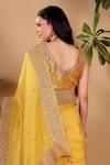 Sonali Methi_Yellow Organza, Brocade Embroidery, Gota Patti, Pearls Hand Saree With Blouse _at_Aza_Fashions