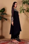 Sonali Methi_Black Organza Embroidery, Metallic Thread, Sequins, Zari Hand Kurta Pant Set _at_Aza_Fashions