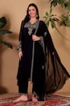 Buy_Sonali Methi_Black Organza Embroidery, Metallic Thread, Sequins, Zari Hand Kurta Pant Set _at_Aza_Fashions
