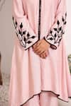 Sonali Methi_Pink Chanderi Embroidery, Lace V-neck Hand Kurta Set _at_Aza_Fashions