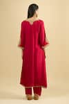 Shop_Sheetal Batra_Red Embroidery, Gota Patti V-neck Kaftan Set _at_Aza_Fashions