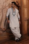 Histori_White Linen, Cotton, Silk Beads, Cut Work Geometric Embroidered Kurta Set 