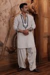 Histori_White Linen, Cotton, Silk Beads, Cut Work Geometric Embroidered Kurta Set 