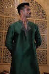 Histori_Green Chanderi Silk, Modal, Satin Beads, Crystals, Kurta And Patiala Salwar Set _Online