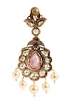 Buy_Nazaakat By Samara Singh_Pink Beads, Stones, Pearls Embellished Dangler Earrings 