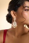 Buy_Nazaakat By Samara Singh_Mint Beads, Stones, Faux Diamonds Embellished Drop Earrings 