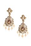 Shop_Nazaakat By Samara Singh_Gold Plated Beads, Stones, Pearls Drop Embellished Earrings _at_Aza_Fashions