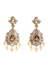 Nazaakat By Samara Singh_Gold Plated Beads, Stones, Pearls Drop Embellished Earrings _at_Aza_Fashions