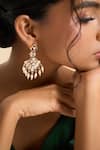 Nazaakat By Samara Singh_Gold Plated Beads, Stones, Pearls Embellished Drop Earrings _at_Aza_Fashions