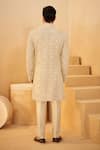 Shop_Millionaire_Beige Organza Embroidery, Cut Work, Stones Floral Sherwani Set _at_Aza_Fashions