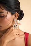 Shop_Nazaakat By Samara Singh_Mint Pearls, Stones, Faux Diamonds Circular Drop Embellished Earrings _Online_at_Aza_Fashions