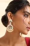 Buy_Nazaakat By Samara Singh_Gold Plated Pearls, Stones, Crystals Circular Drop Embellished Earrings _at_Aza_Fashions