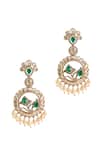 Shop_Nazaakat By Samara Singh_Gold Plated Pearls, Stones, Crystals Circular Drop Embellished Earrings _at_Aza_Fashions
