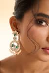 Buy_Nazaakat By Samara Singh_Gold Plated Pearls, Stones, Crystals Circular Drop Embellished Earrings _Online_at_Aza_Fashions
