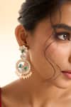 Nazaakat By Samara Singh_Gold Plated Pearls, Stones, Crystals Circular Drop Embellished Earrings _at_Aza_Fashions