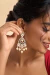 Nazaakat By Samara Singh_Gold Plated Stones, Pearls Embellished Dangling Earrings _Online_at_Aza_Fashions