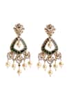 Shop_Nazaakat By Samara Singh_Gold Plated Stones, Pearls Embellished Dangling Earrings _at_Aza_Fashions