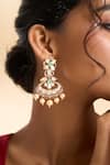 Nazaakat By Samara Singh_Mint Stones, Pearls Embellished Drop Earrings _at_Aza_Fashions