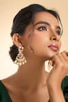 Buy_Nazaakat By Samara Singh_Red Stones, Pearls Embellished Dangling Earrings 